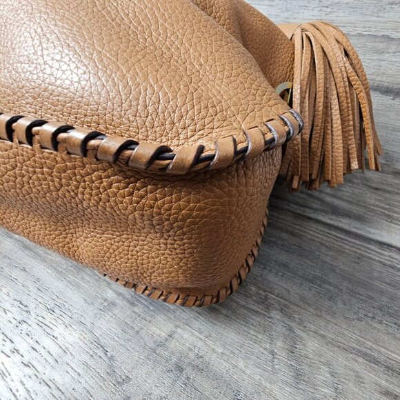 MICHAEL KORS Whipped Chelsea Brown Leather Gold Chain Large Shoulder Bag COA - Picture 10 of 15